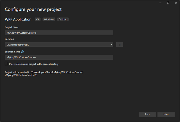 Create a new Project - Step 2